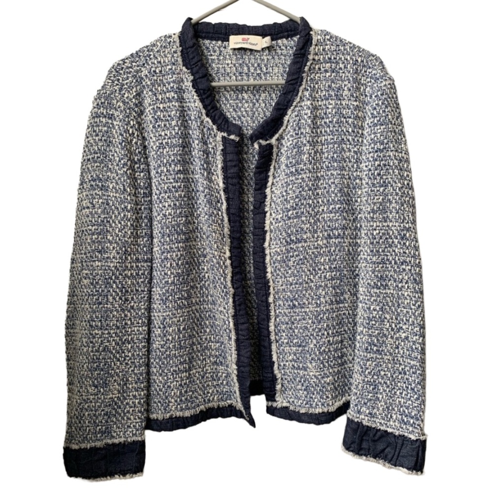VINEYARD VINES Women’s Blue and White Tweed Jacket